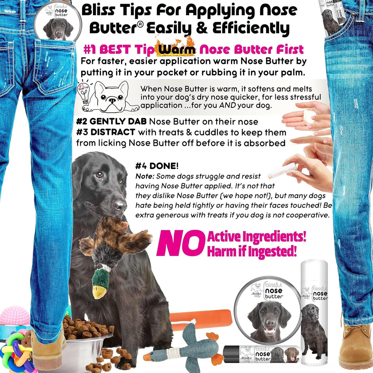 The Blissful Dog Flat-Coat Retriever Unscented Nose Butter - Dog Nose Butter, 4 Ounce