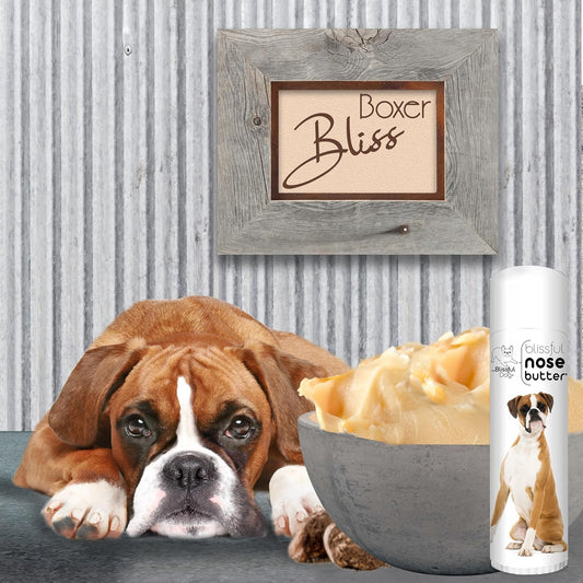 The Blissful Dog Fawn Boxer Nose Butter for Dry, Cracked Skin, Lick-Safe Dog Nose Balm with Moisturizing Shea Butter, Almond, Olive, and Essential Oils, Pet Supplies, Uncented, 0.50 oz.