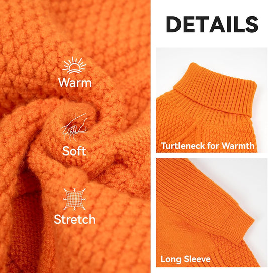 cyeollo 4XL Dog Sweater,Pullover Turtleneck for Large Dogs Classic Knitwear Fall Winter Cold Weather Pet Clothes Warm Pet Apparel Large Big Dog Sweaters Female, Orange XXXXL
