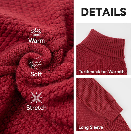 cyeollo Dog Sweater Warm Turtleneck Knitted Dog Christmas Sweaters with Sleeve Soft Winter Pet Clothes Sweaters for Dogs Girl