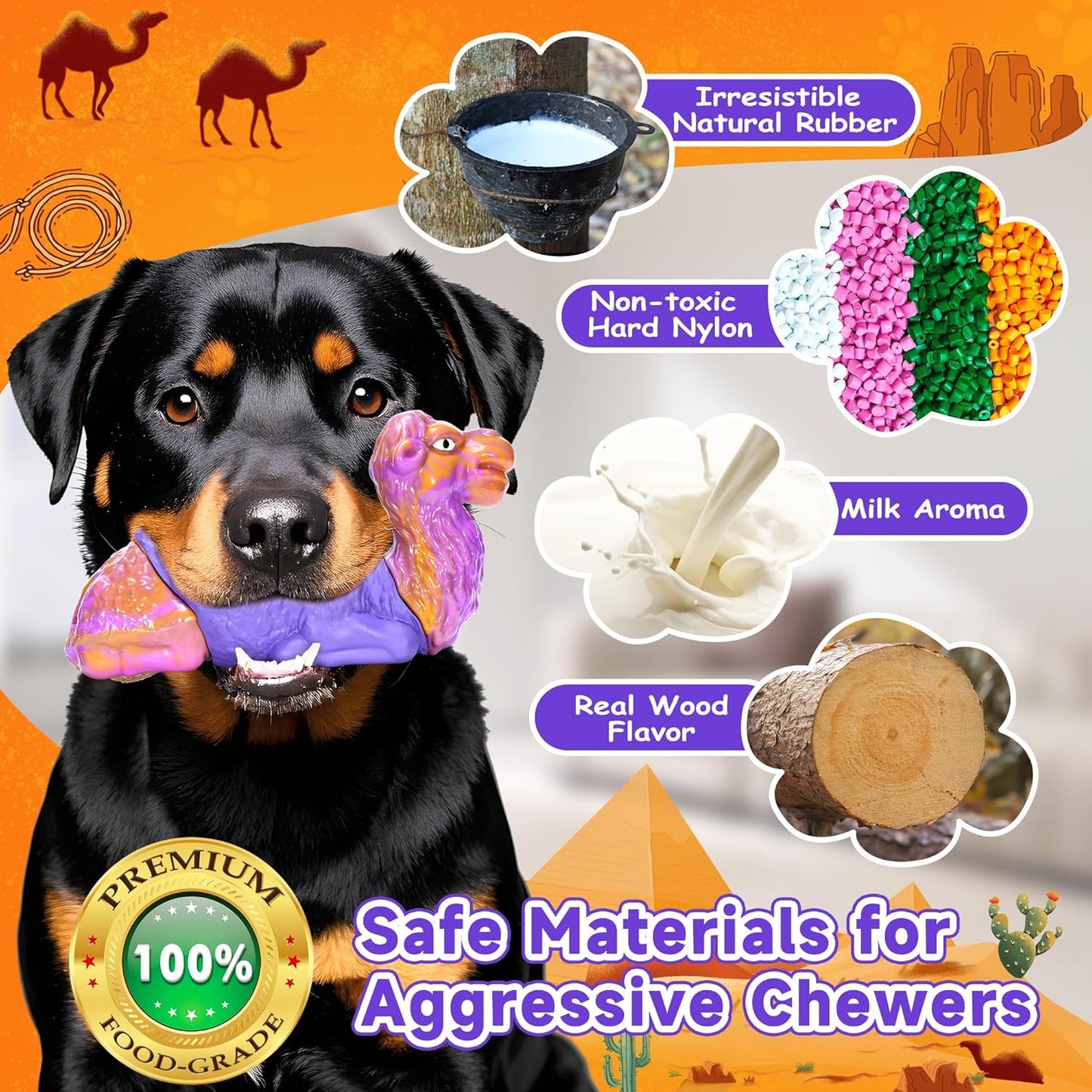 Tough Dog Chew Toys for Aggressive Chewers, Squeaky Indestructible Dog Toy To Keep Them Busy, Interactive Large Chew Toy for Dogs Medium Small, Durable,Reduce Boredom,Puppy Teeth Cleaning Milk Flavor