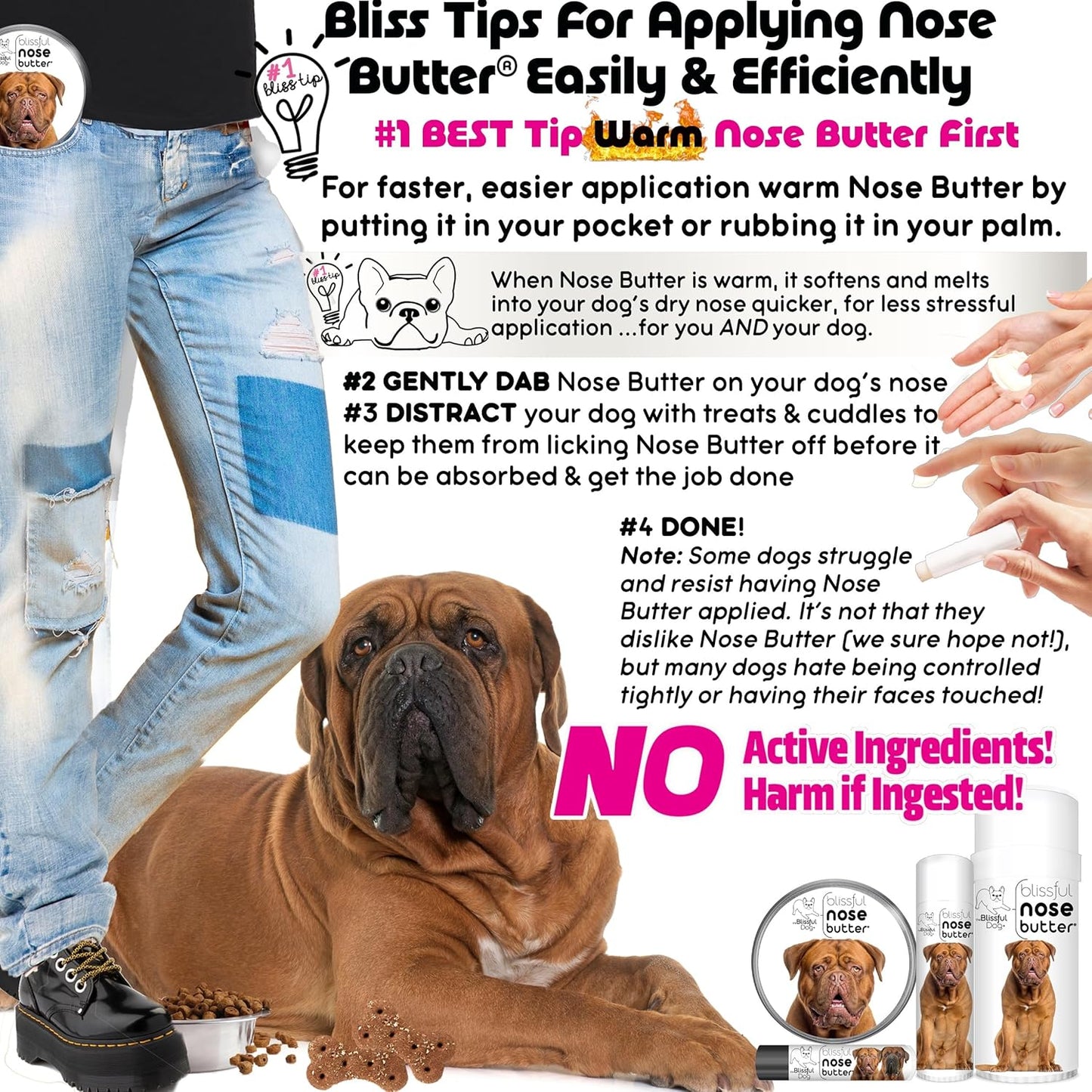 The Blissful Dog Dogue De Bordeaux Unscented Nose Butter - Dog Nose Butter, 0.15 Ounce