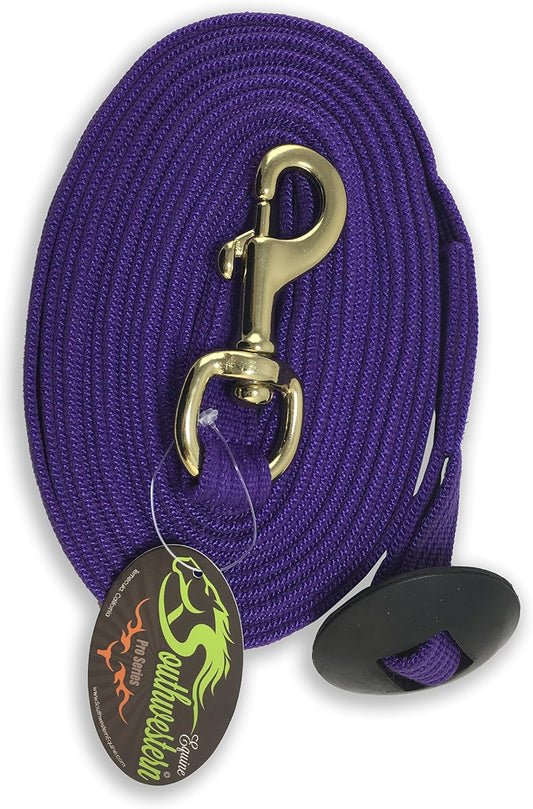 Southwestern Equine Lunge Line for Horses Cotton Horse Lunge Line with Bolt Snap & Rubber Stop (Purple, 24')
