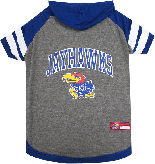Pets First NCAA Kansas Jayhawks Hoodie for Dogs & Cats, Large. | Collegiate Licensed Dog Hoody Tee Shirt | Sports Hoody T-Shirt for Pets | College Sporty Dog Hoodie Shirt