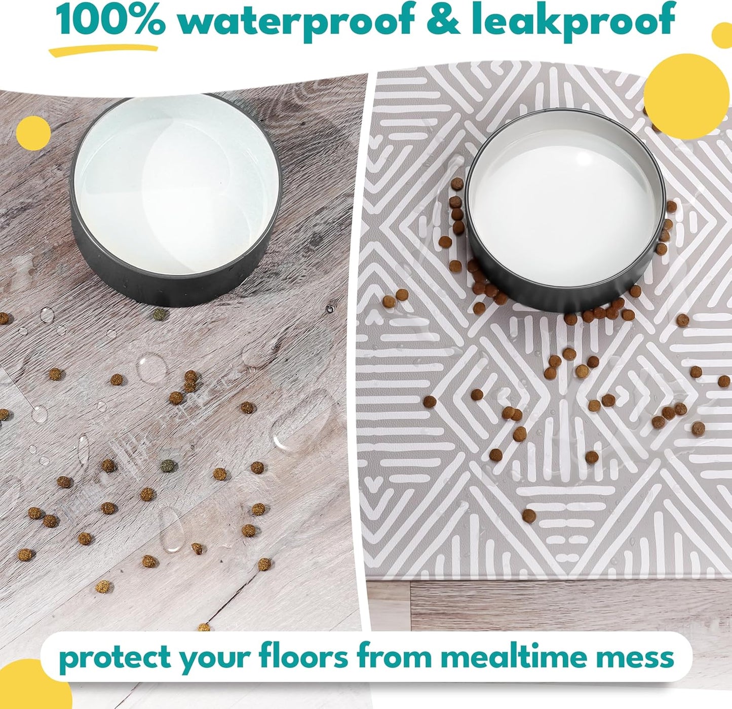 NALALAS Large Dog Mat for Food and Water, Cat Feeding Mat | Large Waterproof Dog Bowl Mat | Non-Slip Pet Food Mat for Floors | Pet Mats for Food and Water | Easy to Clean