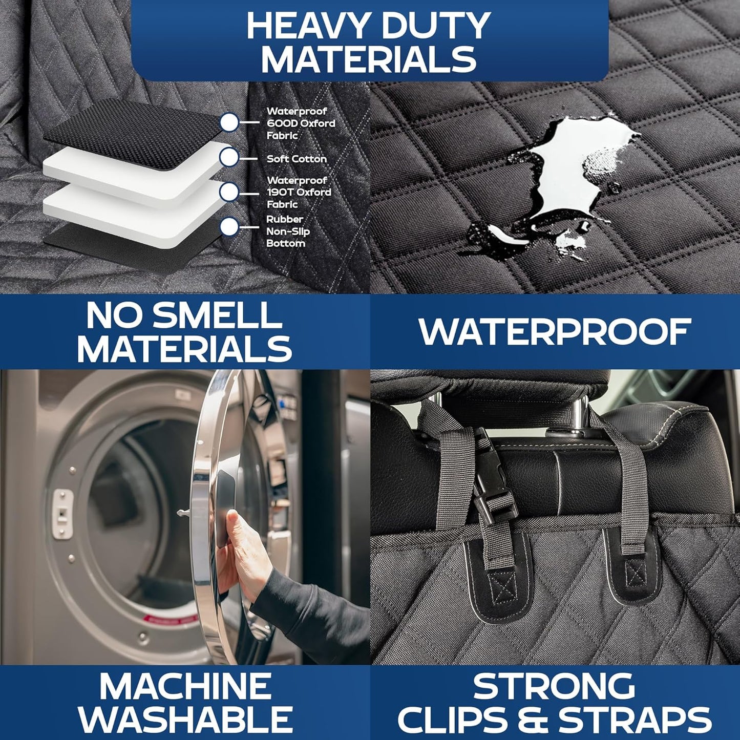 Ruff Liners XL Floor Cover with Door Protection, Black – As Seen on Shark Tank – Fits Full‑Size Crew Cab Trucks with Fold‑Up Seats, Waterproof & Machine Washable – Sturdy XL Dog Hammock for Truck