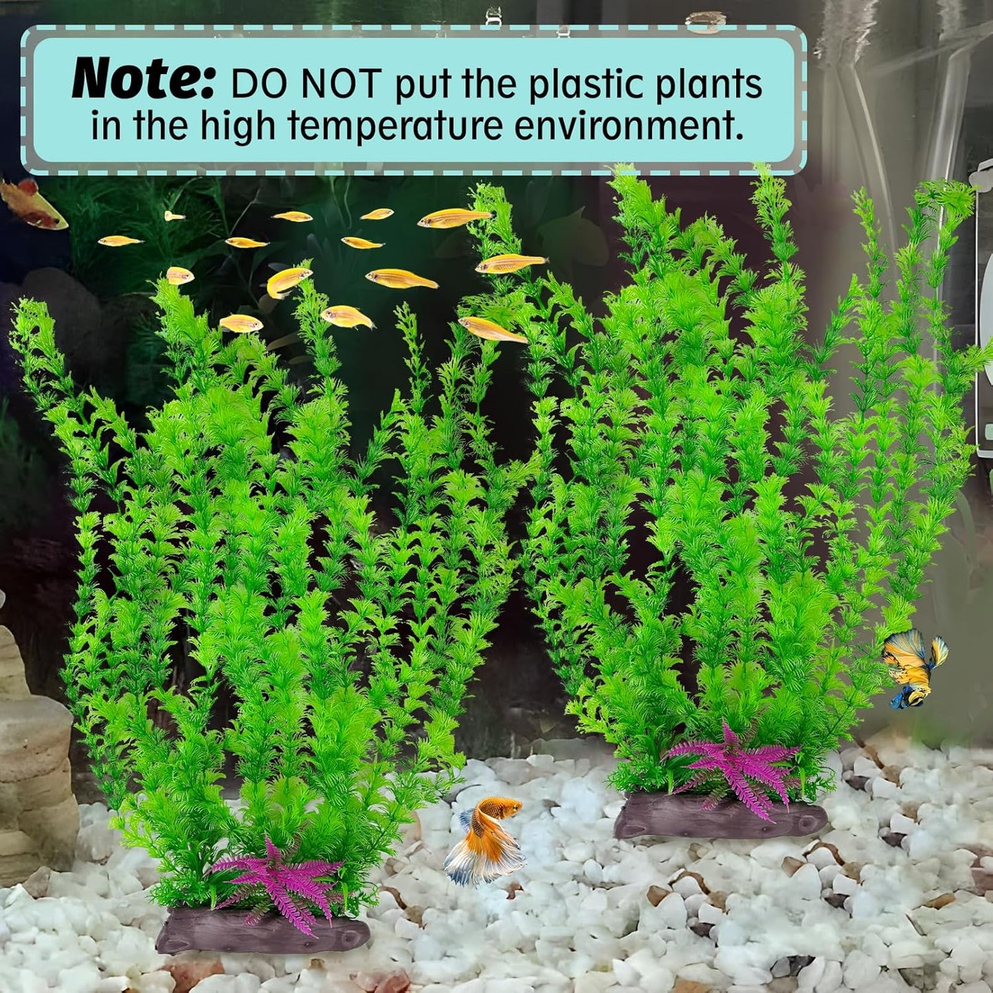 Hamiledyi Aquarium Plastic Plants Aquarium Decor Artificial Fish Tank Plants,Tall Fish Tank Decorations, Extra Large Aquarium Plant 20.4-inch Tall,2PCS