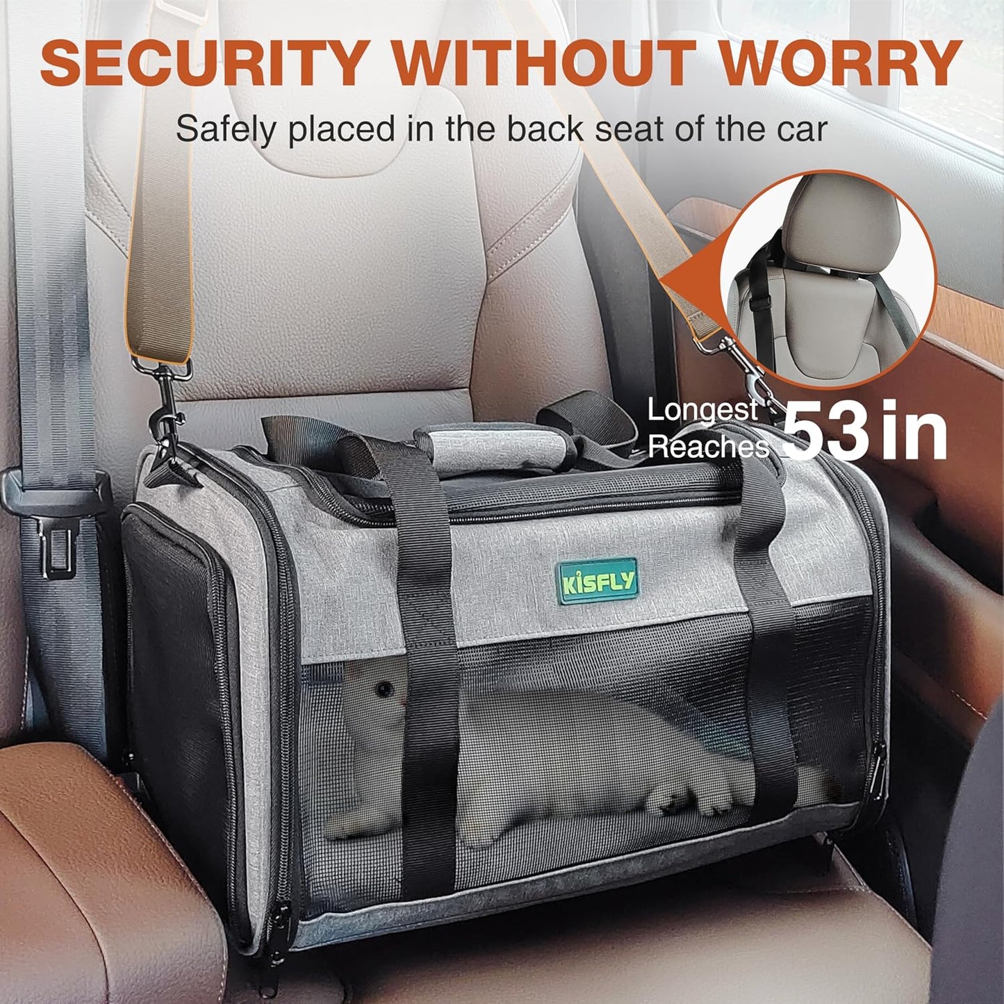 TSA Approved Pet Carrier in Cabin – Portable Travel Bag with Litter Box for Cats, Small Dogs, Kittens, Puppies & Rabbits (17"x11"x9.5"), for Pets up to 12 lbs, Gray