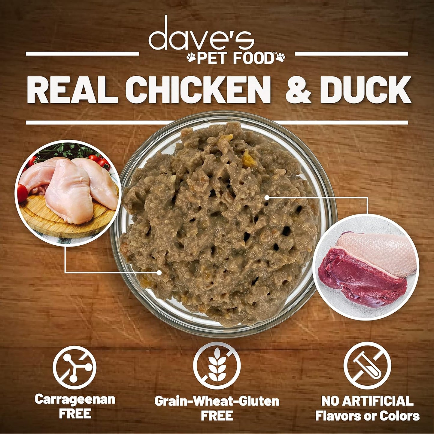 Dave's Pet Food Grain Free Wet Cat Food Pate (Chicken & Duck Dinner), Made in Canada Naturally Healthy Canned, Added Vitamins & Minerals, 5.5 oz Cans (24 Pack)