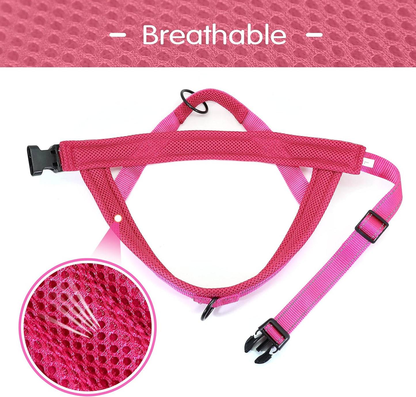 Didog No Pull Dog Harness with Soft Mesh Padded,Reflective & Quick Fit Light Weight Dog Strap Vest Harness,Easy for Walking Training (M:Chest 21-26", Mesh-Hot Pink)