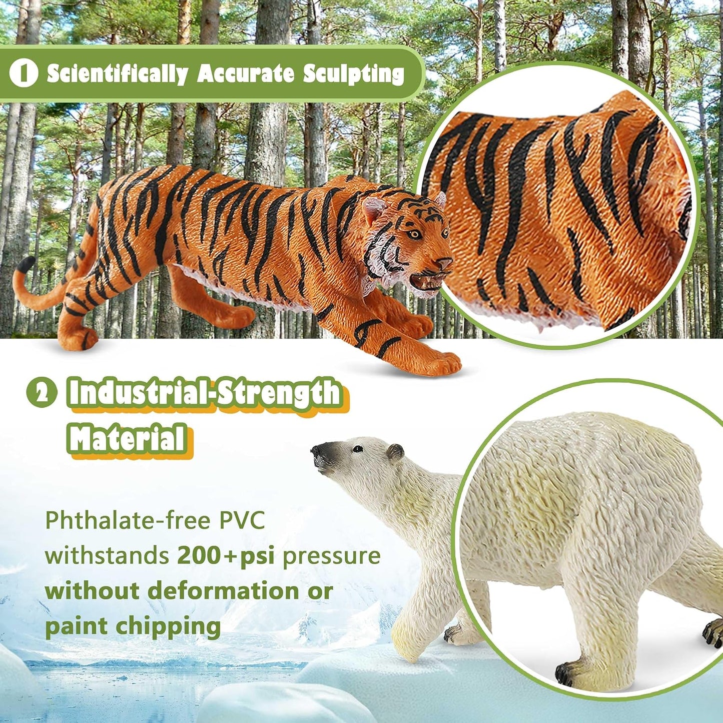 9 PCS Zoo Animal Toys for Kids 3-5 Realistic Plastic Wild Animal Figurine Toys Educational Learning Toy for Kids Boys Girls Toddlers