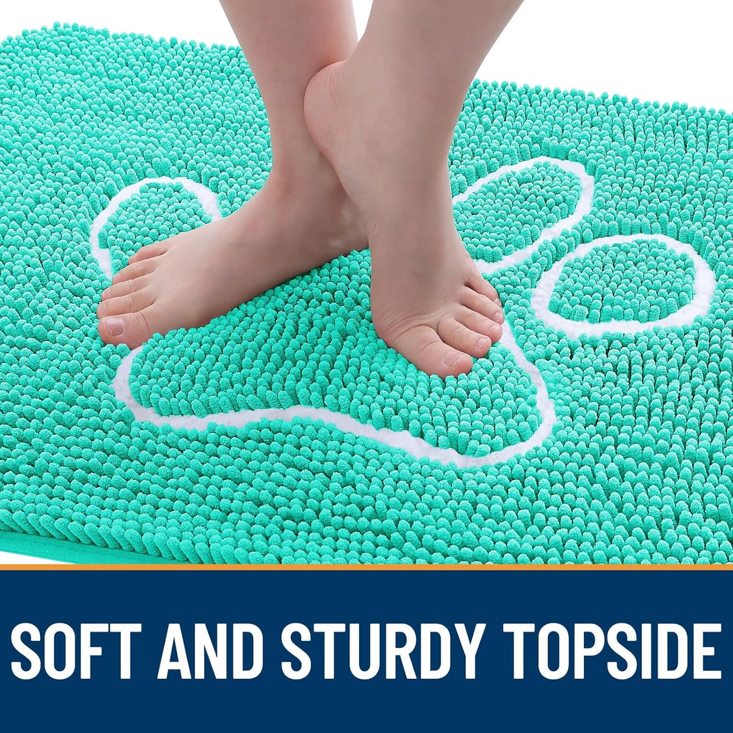 OLANLY Door Mat for Muddy Dog Paws 40x32, Ultra Absorbent Chenille Mud Doormat with Paw Print Design, Non-Slip Washable Doormat for Indoor Entryway, Quick-Dry Pet Bed Mats for Dirty Dogs, Teal