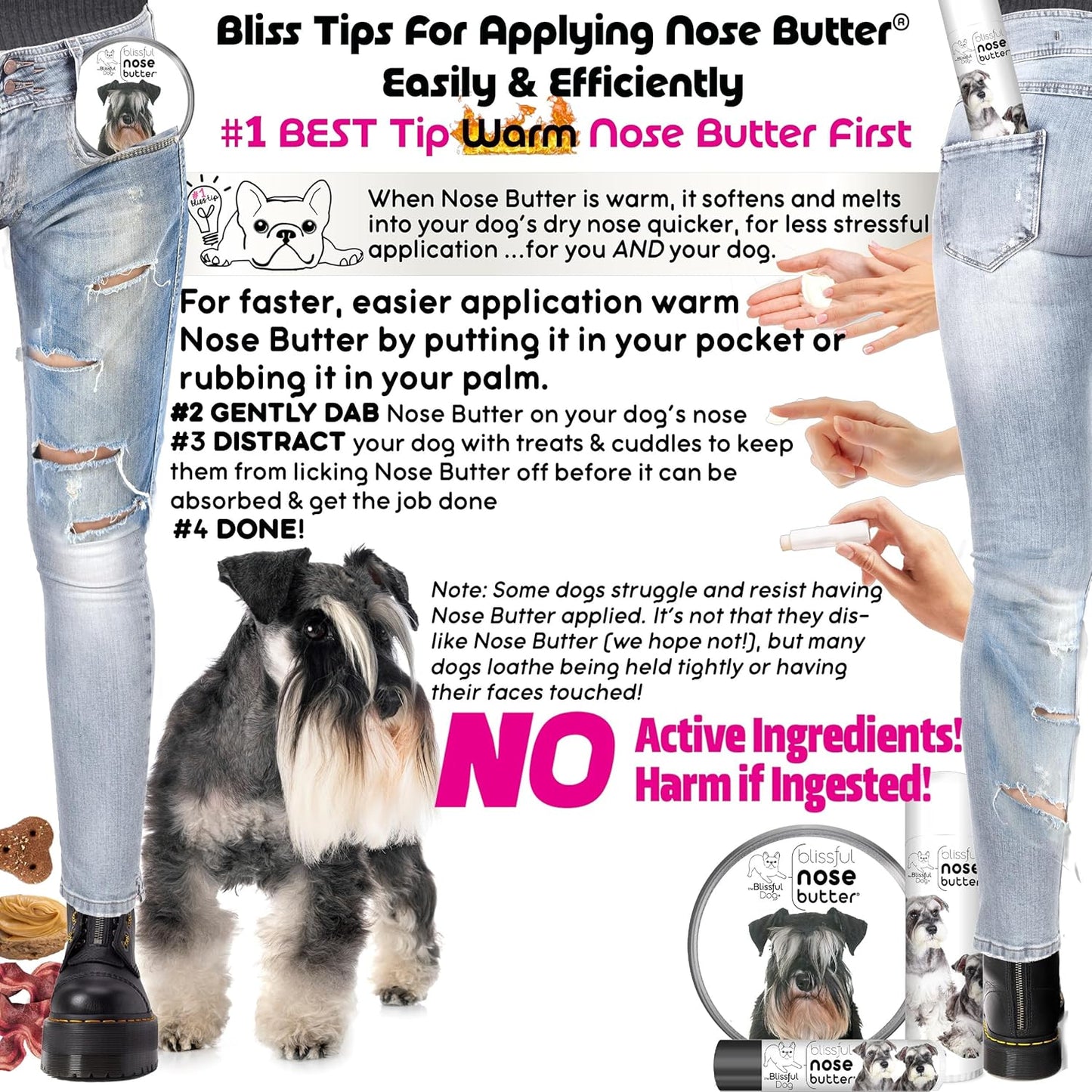 The Blissful Dog Schnauzer Unscented Nose Butter, 2-Ounce