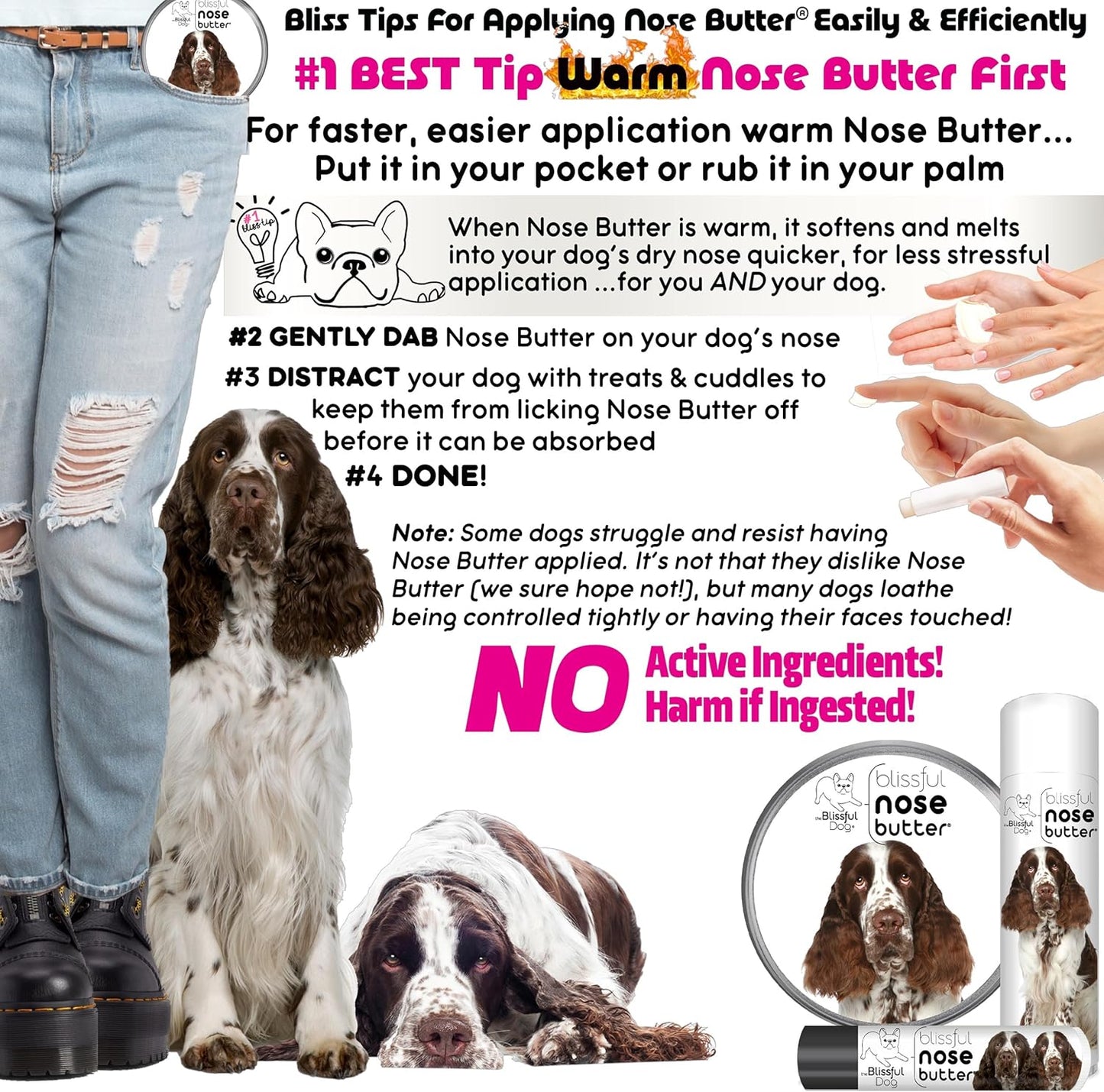 The Blissful Dog Springer Spaniel Nose Butter, Versatile Dog Nose Balm for Dry Nose, Handcrafted Nose Moisturizer, Easy-to-Apply Dog Essentials, Unscented, 1 oz.