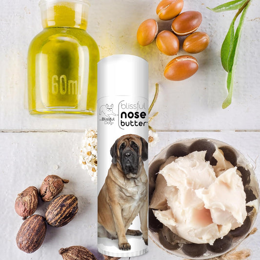 The Blissful Dog Mastiff Nose Butter for Dry, Cracked Skin, Lick-Safe Dog Nose Balm with Moisturizing Shea Butter, Almond, Olive, and Essential Oils, Pet Supplies, Uncented, 0.50 oz.
