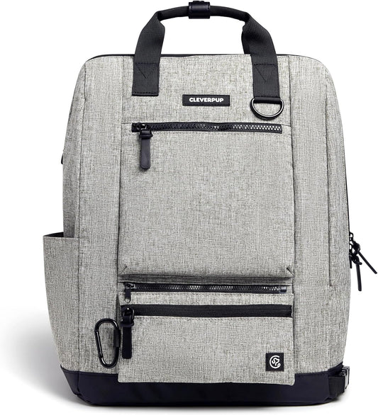 Porter 2-in-1 Dog Gear Backpack – Premium Dog Travel Bag with 10 Pockets, Zip-Off Treat Pouch, Leash Clip, Waterproof Pockets & Water Bottle Holder – Weekend, Hiking, Camping, Heather Grey